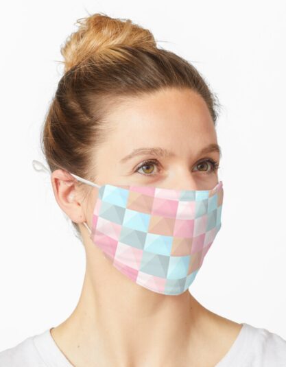 Abstract Tie Dye Pastel Geometric Rectangles Pattern Mask