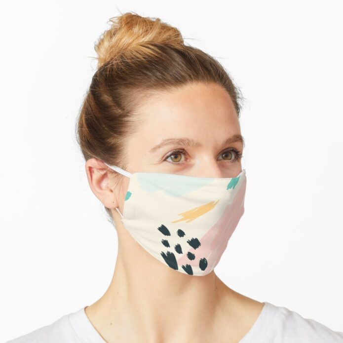 Artistic Painted Blue Pink Retro Graphic Gift Mask