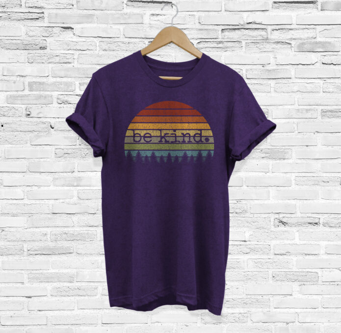 Be Kind Retro Vintage Sunset Uplifting Happy Positive Shirt